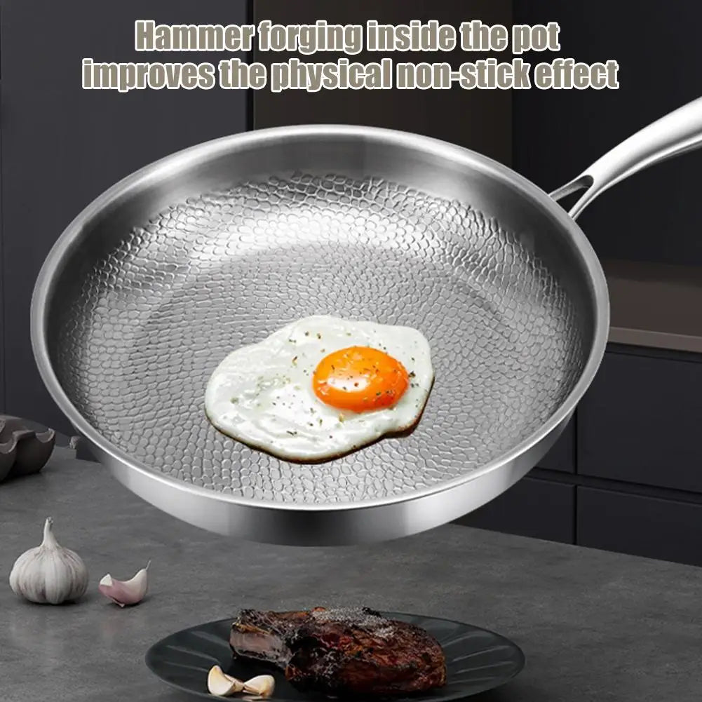 26/28/30cm Titanium Frying Pan Non-stick Frying Pan Kitchen Cookware Uncoated Hammer Pattern Steak Kitchen Pans With/NO Lid