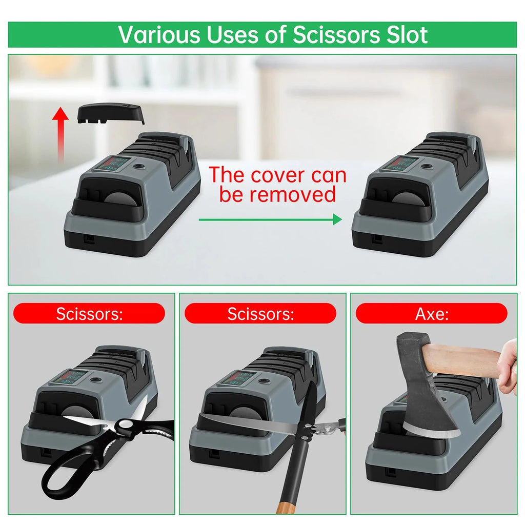 5 in 1 Electric Knife Sharpener-3 Rotational Speed Adjustable Electric Knife Sharpeners for Kitchen Knives With Digital Display