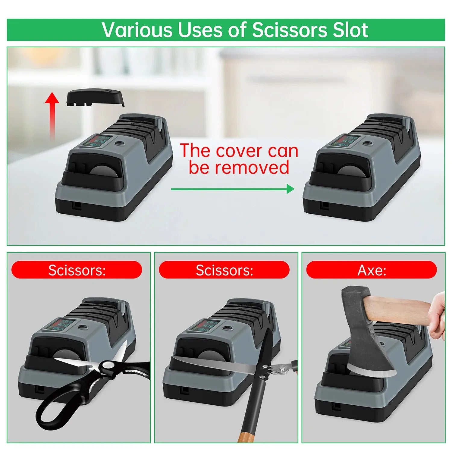 5 in 1 Electric Knife Sharpener-3 Rotational Speed Adjustable Electric Knife Sharpeners for Kitchen Knives With Digital Display