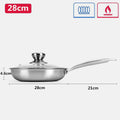 Stainless Steel Frying Pan with Lid Honeycomb Non Stick Frying Pan Non Toxic Skillet Egg Omelete Pans Kitchen Cookware JT561