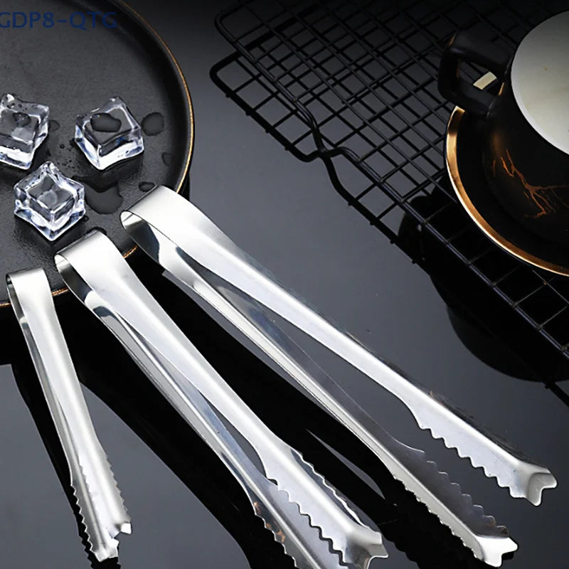 New BBQ Food Tongs Barbecue Stainless Steel Kitchen Food Meat Non-slip Non-Stick Steak Clamp Cooking Tool Toothed Ice Towel Clip