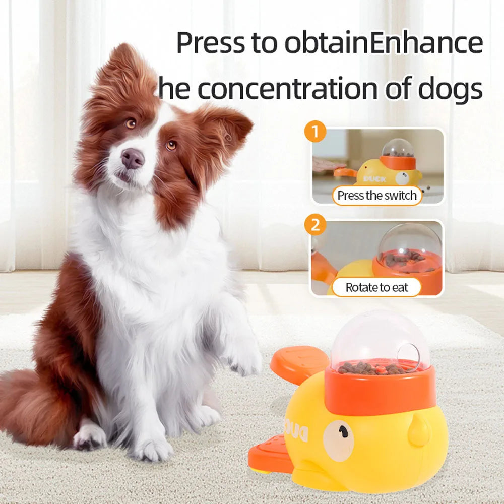 Intelligent Dog Automatic Feeder Cat Dog Puzzle Feeder Interactive Pet Food Treat Dispenser Cartoon Duck Design Anti-slip Pet