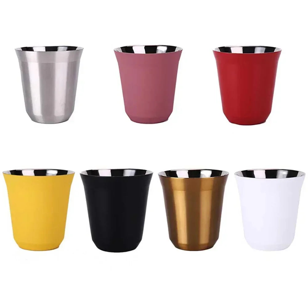 304 Stainless Steel Espresso Mugs 80ML160ML Coffee Cups Insulated Double Wall  Safe Small Capacity