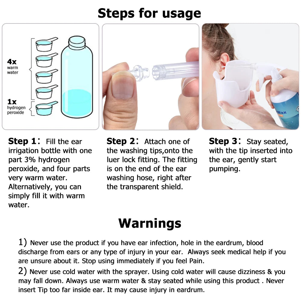 Ear Wax Removal Kit Ear Irrigation Cleaning Plastic Bottle Ear Irrigation Washing Set for Kids Ear Cleaning Care Tool