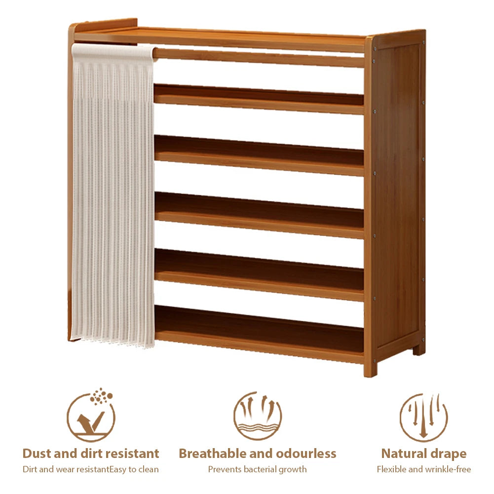 6-Tier Simple Shoes Cabinet Dustproof Racks Wooden Cabinet Organizer Storage Shelves for Entryway Living Room Hallway Doorway