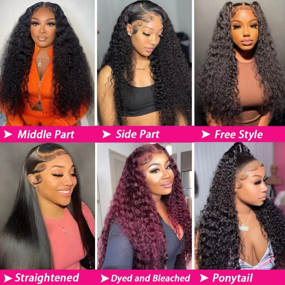 250% Density 13x4 13x6 Hd Lace Frontal Wigs Brazilian 38 Inch Deep Wave 100% Human Hair 5x5 Lace Front Wig For Women Pre plucked