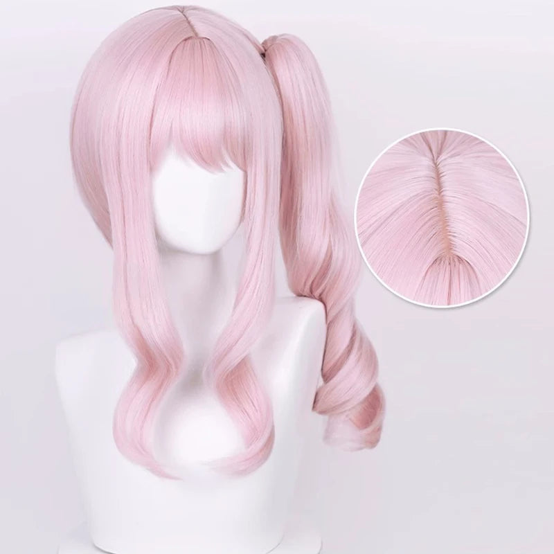 High Quality Anime Akiyama Mizuki Cosplay Wig 45cm Long Light Pink Curly Heat Resistant Synthetic Hair Halloween Party Wigs