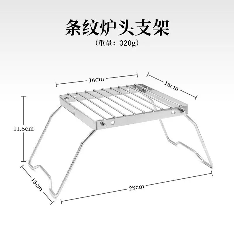 Portable Foldable Stainless Steel Camping Grill Outdoor BBQ Grill Mini Stove Rack Lightweight Compact for Picnic Hiking Travel