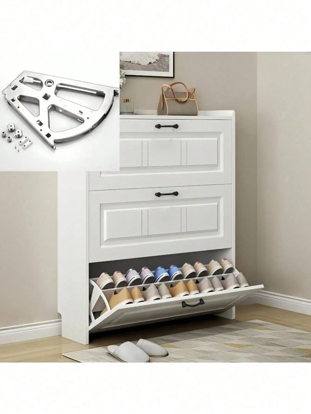Double-Layer Rotating Shoe Cabinet Hinges - Stainless Steel, Easy Install, Durable Space-Saving, For Entrance Hall Cabinets