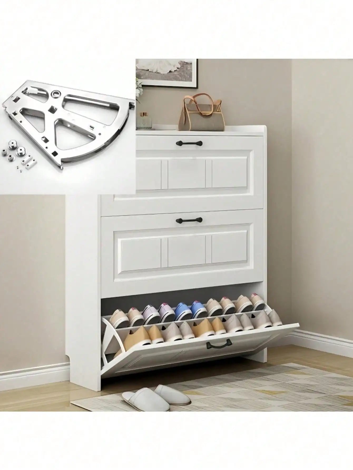 Double-Layer Rotating Shoe Cabinet Hinges - Stainless Steel, Easy Install, Durable Space-Saving, For Entrance Hall Cabinets