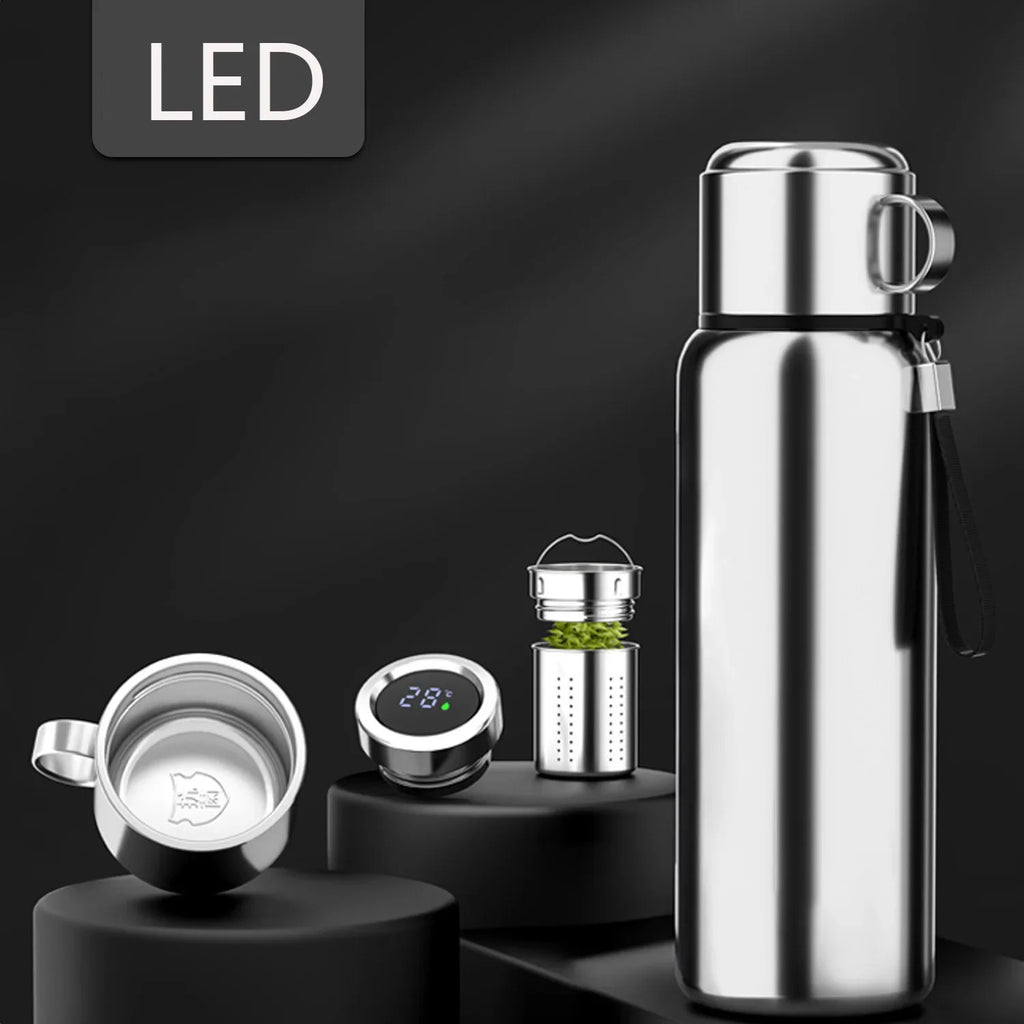 Stainless Steel Thermos Vacuum Hot Water Flask Large Capacity Smart Thermos Water Bottle Temperature Display Insulated Mug Cup
