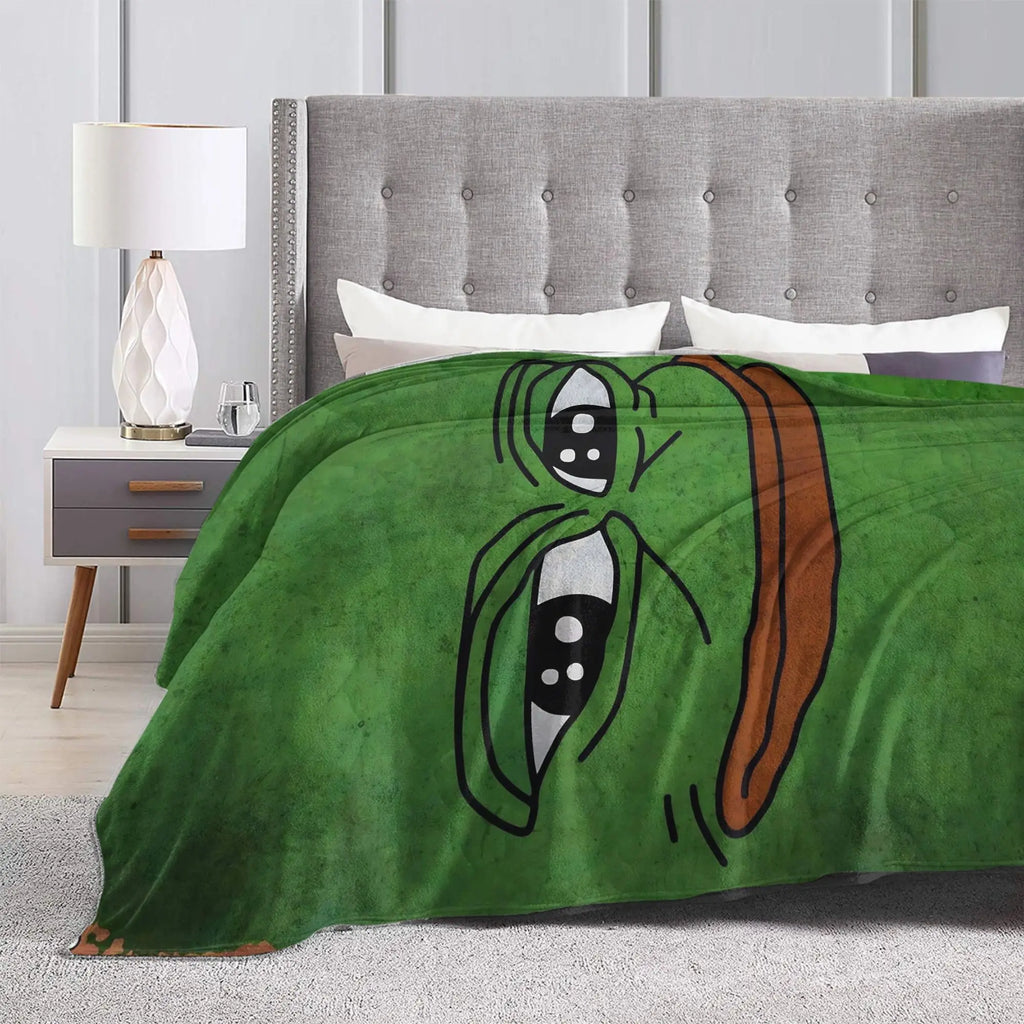 Sad P-Pepe Frog Meme Flannel Blanket Winter  Soft Throw Blanket for Children Living Room Novelty Bedspread Sofa Bed Cover