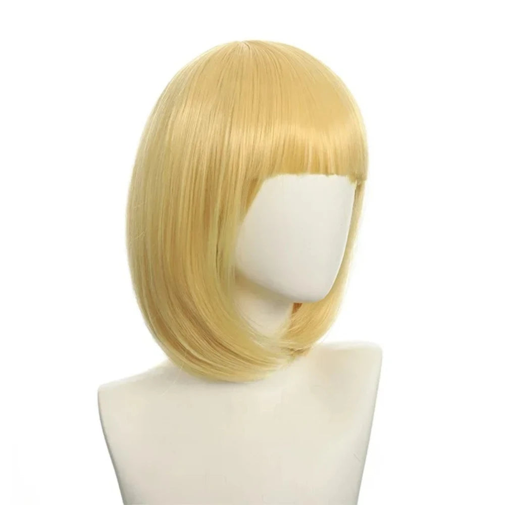 30cm Short Fashion Carnival Wig Halloween Synthetic Straight Party Headwear Wigs Hair Accessories Free Wig Cap