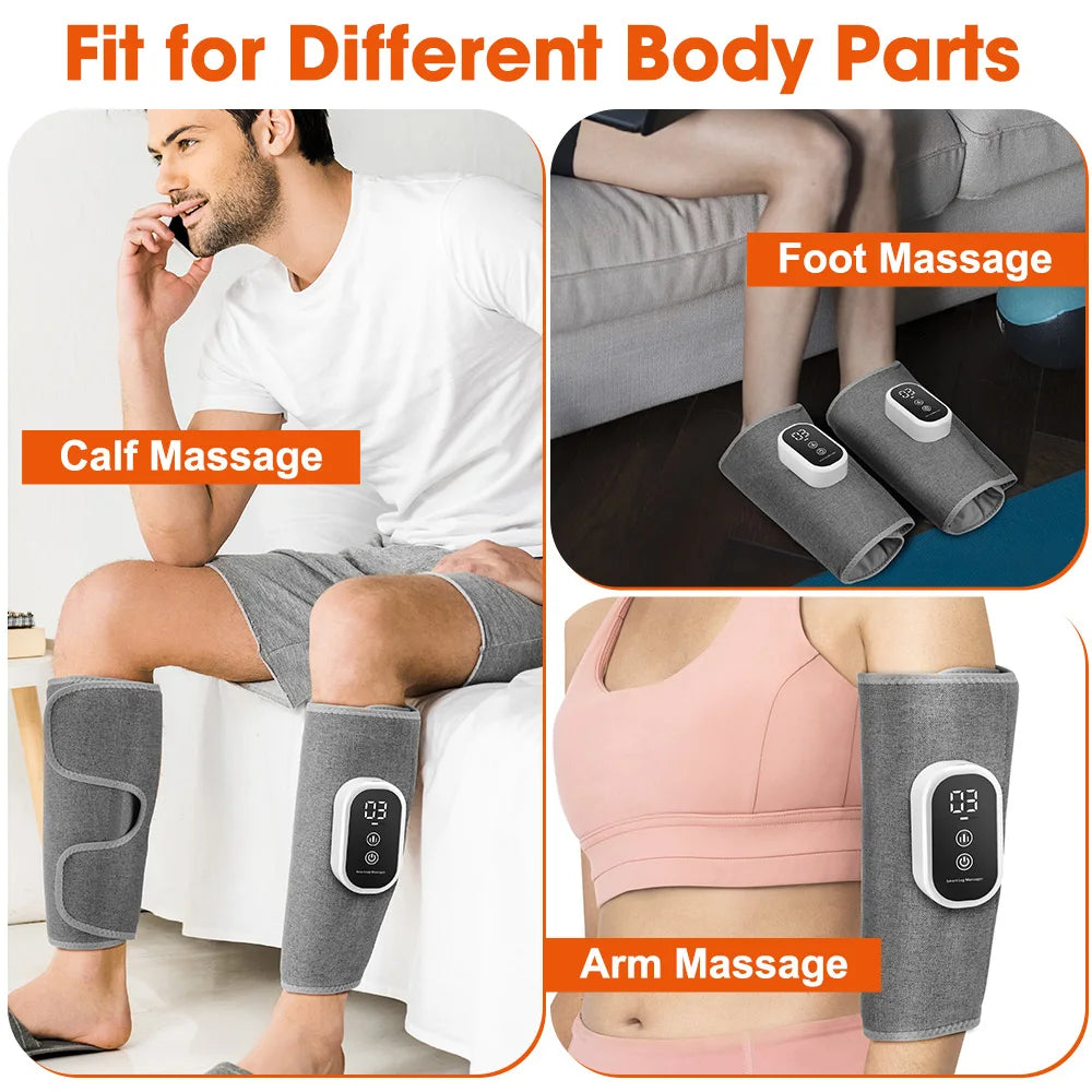 Eletric Cordless 360° Air Pressure Calf Massager 3 Modes Leg Massage Heated Compression Foot Deep Muscle Relax Leg Warmer