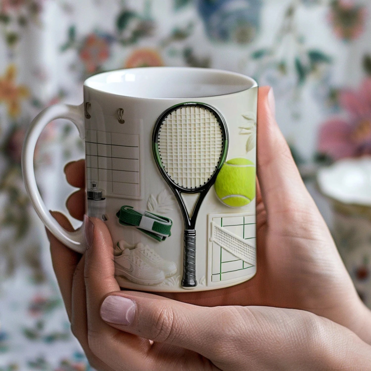 Custom Tennis Theme Ceramic Mug with Name Personalization - Sports Gift for Tennis Lovers