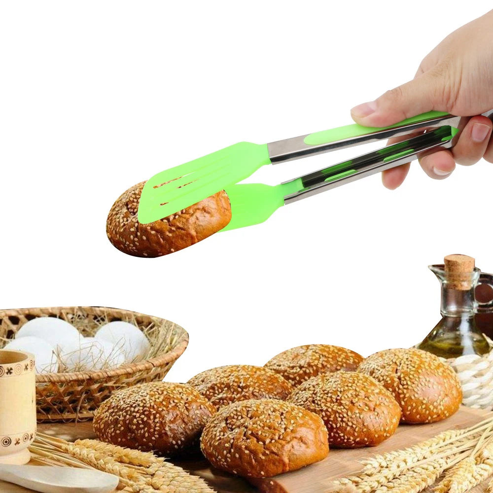 Kitchen Cooking Tools Stainless Steel Handle Utensil Pizza Bread Steak Clip Non-Stick Kitchen Tongs Salad Serving BBQ Tongs