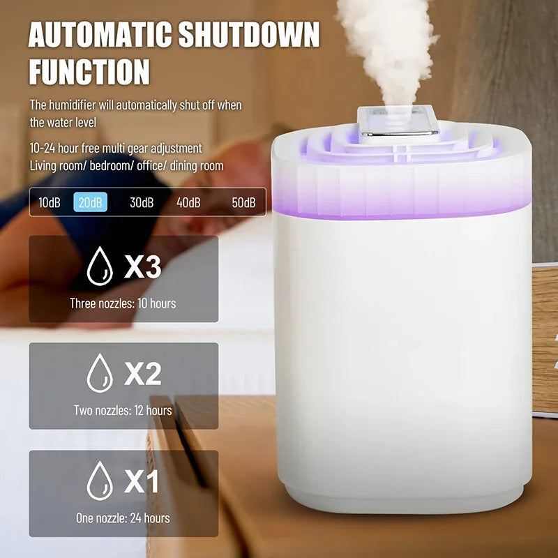 3L Ultrasonic Cool Mist Humidifier Quiet Air Humidifier for Bedroom Large Room Office Home Daily Use
