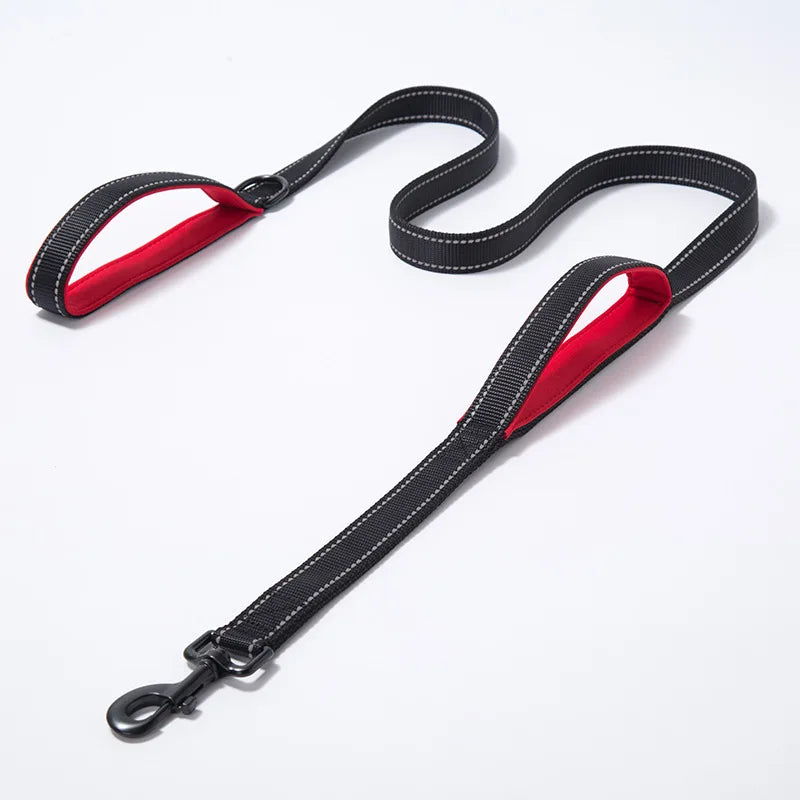 Double Handle Dog Leash, Double-Sided Reflective  Night Safety, Heavy Duty  For  And Extra Large And Me