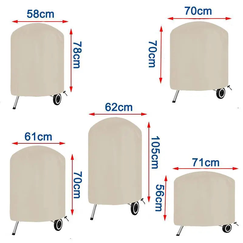 5 Size Cover For BBQ,Round Grill Cover Anti-Dust Waterproof Weber Heavy Duty Charbroil BBQ Cover,Outdoor Rain Protective Cover