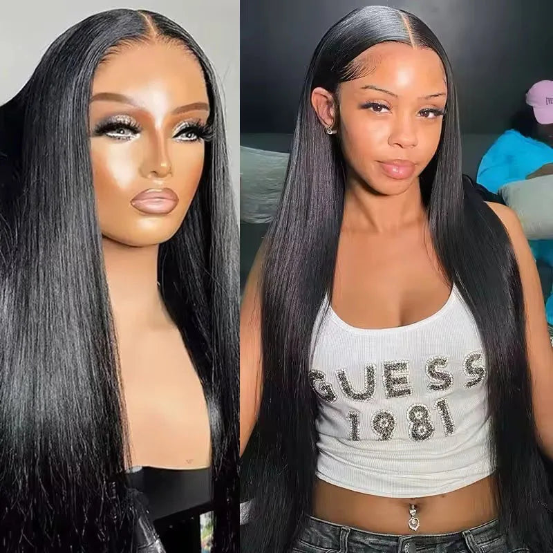 30 40 Inches Bone Straight Human Hair Wig Brazilian Pre Plucked Hair 13X4 13X6 HD Transparent Lace Frontal Wigs For Black Women