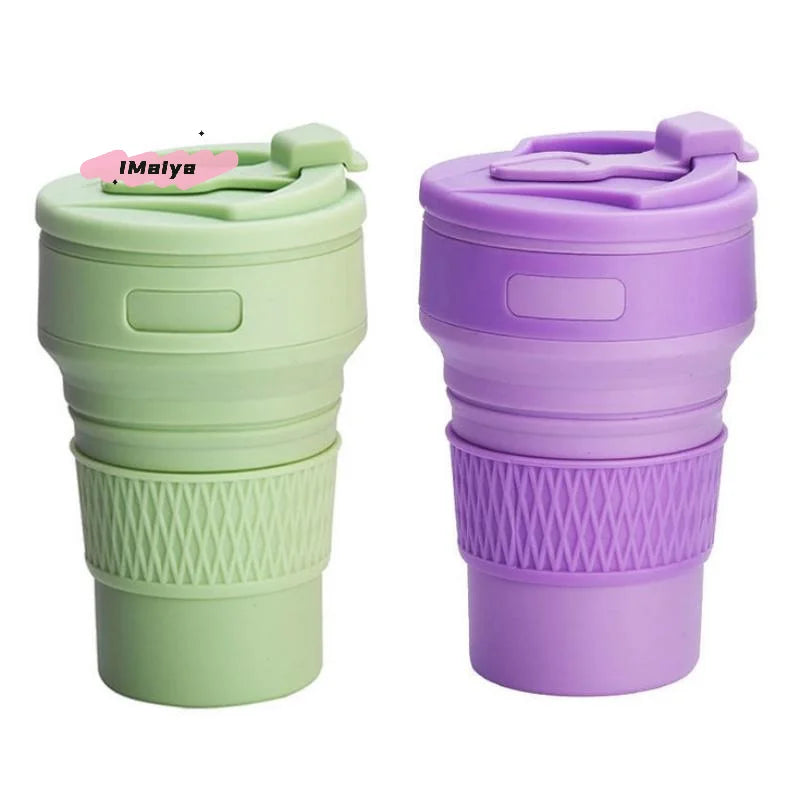 1Pc 350ml Collapsible Silicone Coffee Mug Travel Cup Folding BPA-Free Food Grade Insulated Flask Water Cup