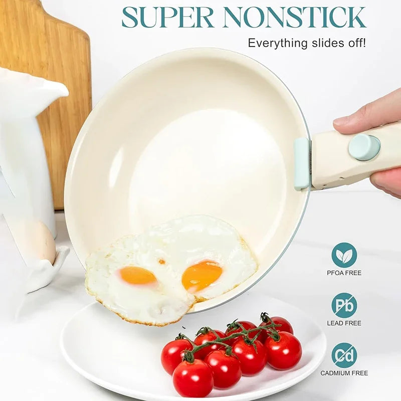 MICHELANGELO 3pcs/set Nonstick Frying Pan with Removable Handle Ceramic Coating Induction Skillets Steak Omelette Pan Oven Safe