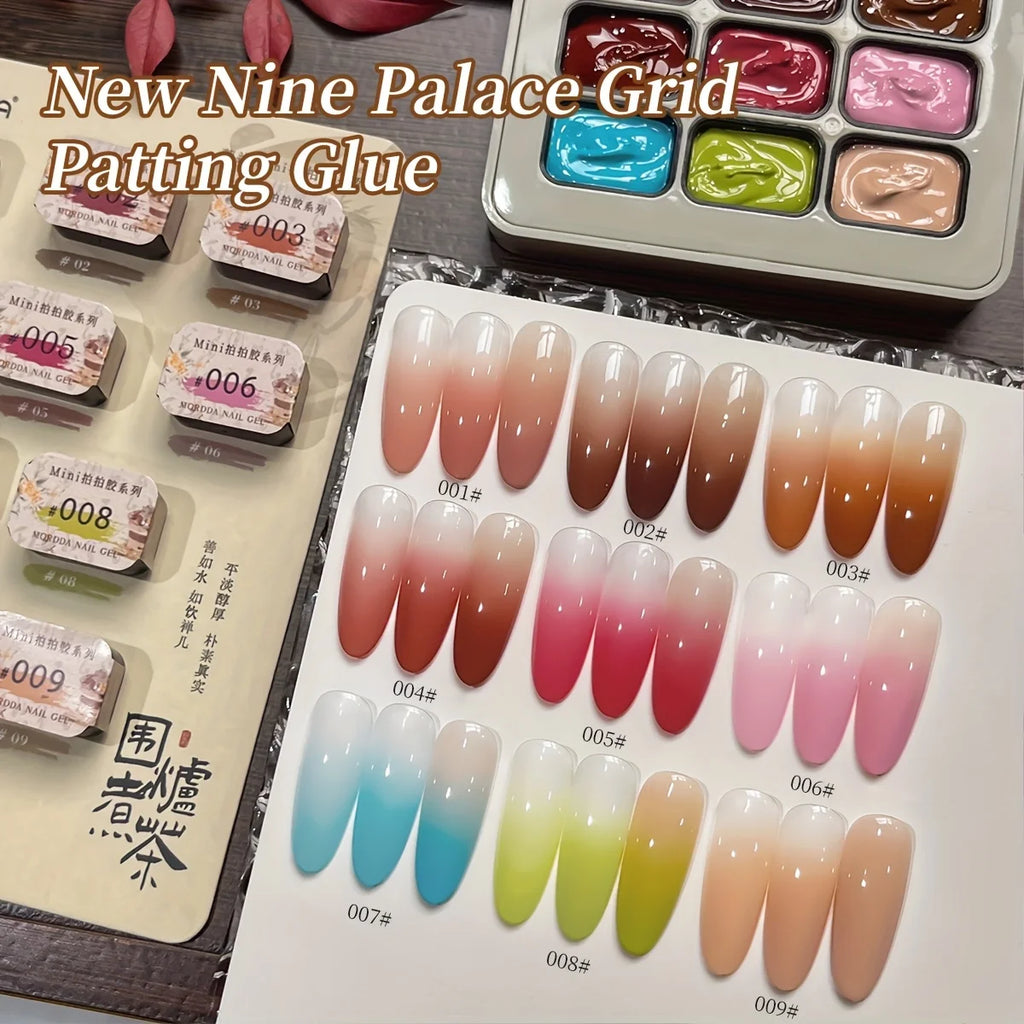 MORDDA 9pcs Gradient Patting Gel Set, Easy Ombre Nail Art Design for DIY Beginners & Salon Professionals, with Premium Finish