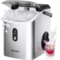 Nugget Ice Maker Countertop with Handle, Ready in 6 Mins, 34lbs Per Day, Removable Top Cover, Auto-Cleaning, Portable Sonic Ice