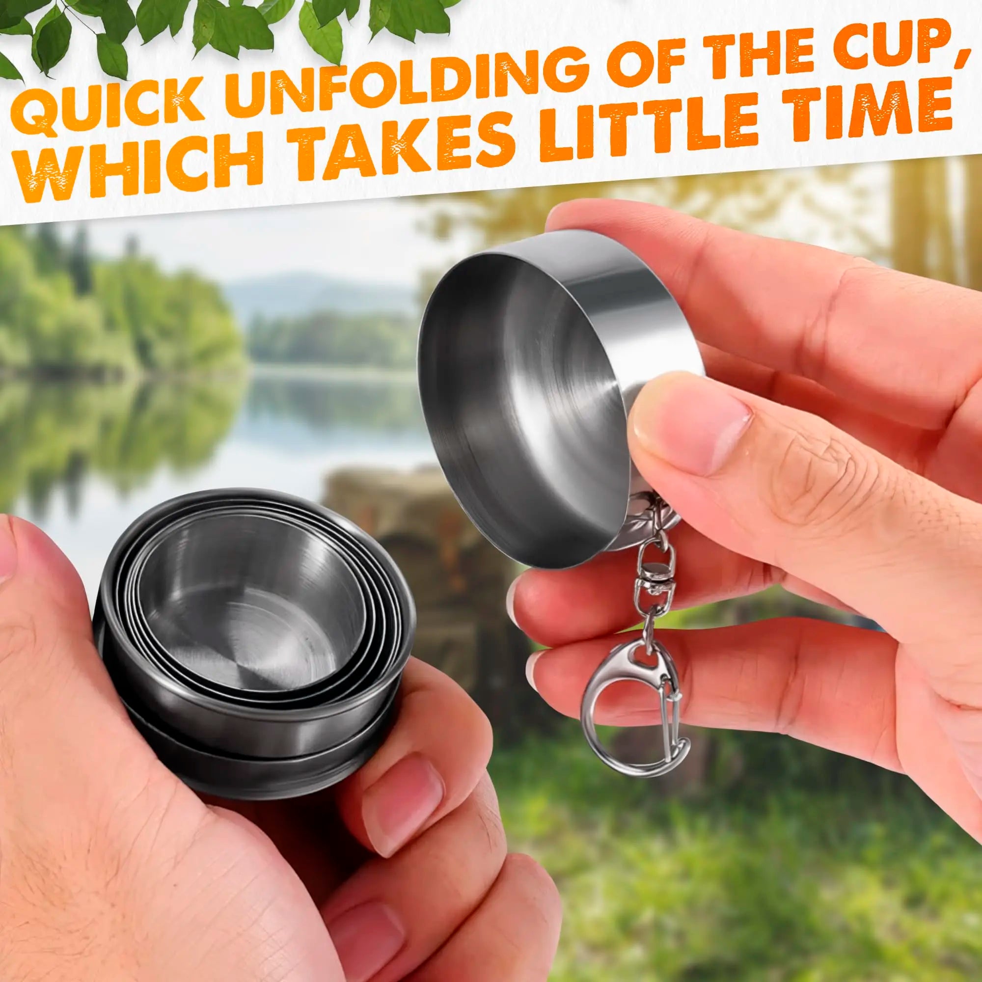 250ml Stainless Steel Retractable Cup Outdoor Travel Toiletry Cup Portable Creative Compression Cup Mini Handy Cup Folding Cup