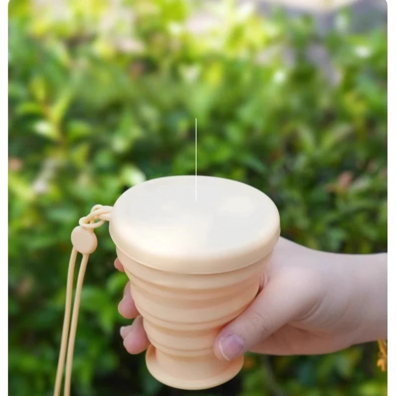 1pc Foldable Mouthwash Cup Food-Grade Silicone Portable Travel Folding Cup Collapsible Toothbrush Cup Includes Lid Hanging Cord