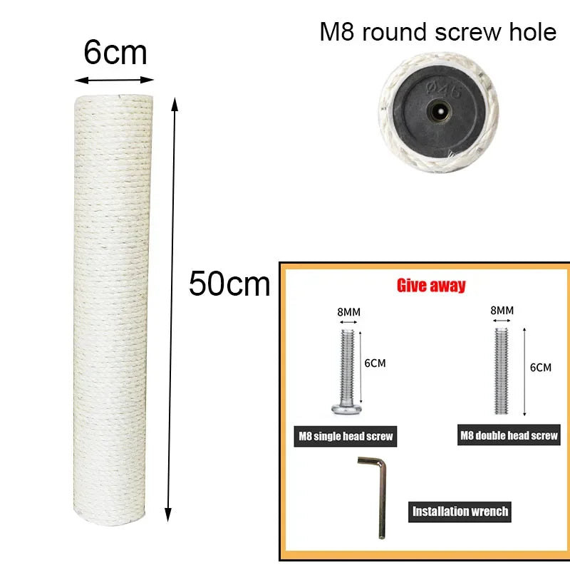 PVC Cat Scratching Post for Cat Tree DIY Cat Climbing Frame Replacement Post Sisal Rope Entangle Kitten Toy Scratch Furniture
