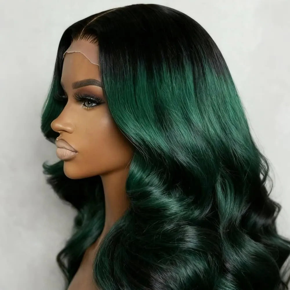 Green Body Wave Lace Front Wig Human Hair 13x4 HD Lace Front Wig Human Hair 200 Density Lace Front Wig Human Hair for Women