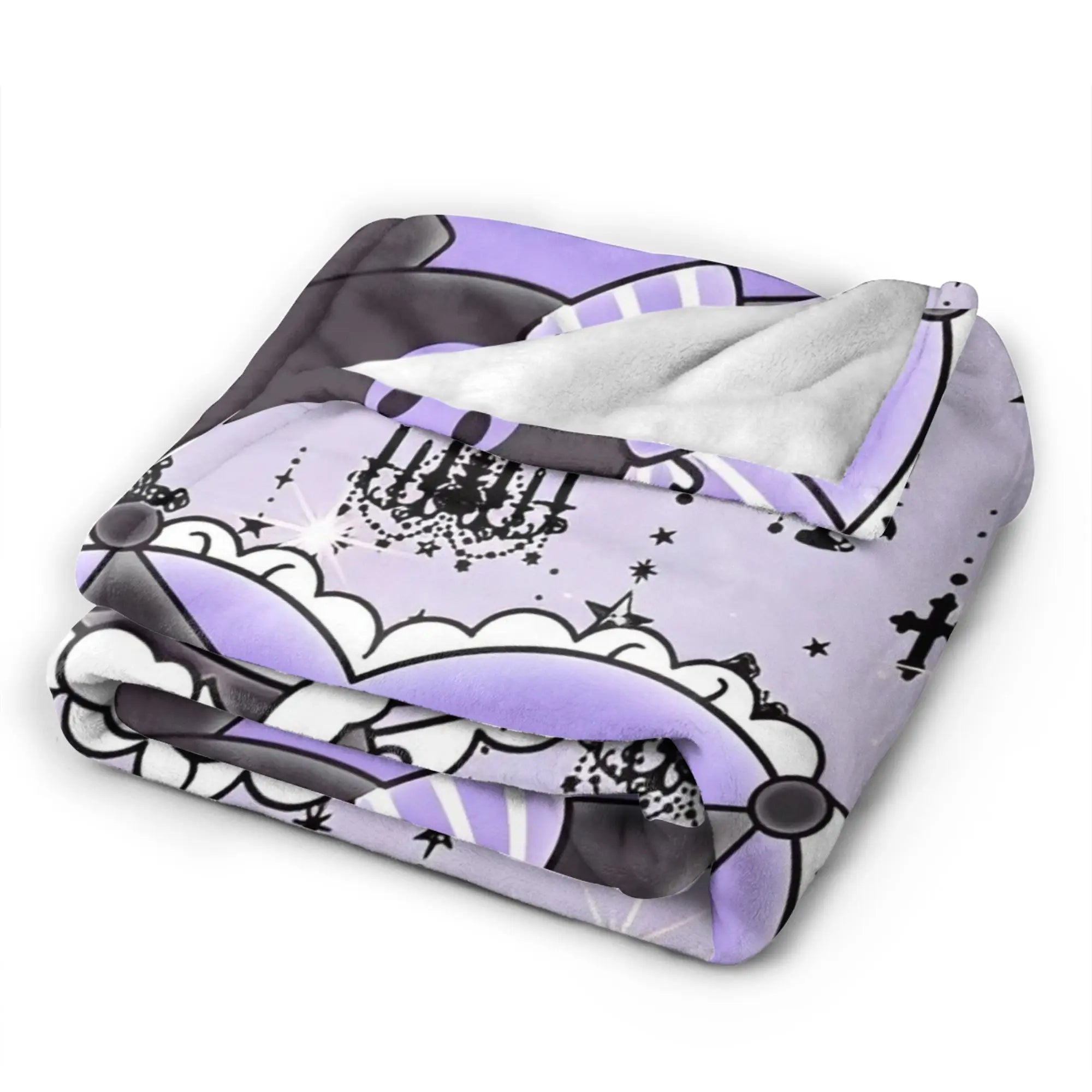 Cartoon Cool Cute Kuromi Fleece Throw Blanket  Blanket for Home Outdoor Super Soft Bed Rug