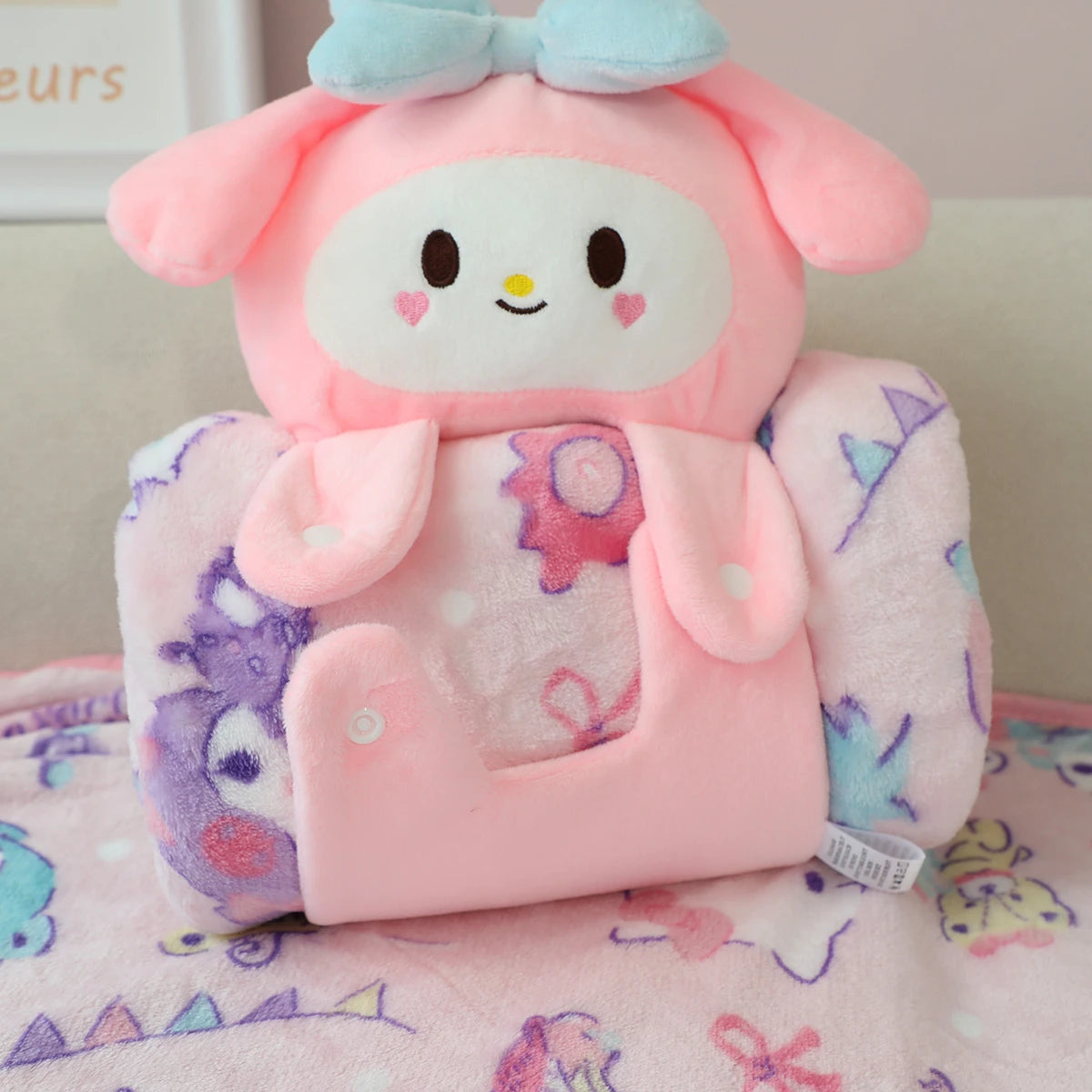 Lovely Kuromi My Melody Nap Blanket Kawaii Japanese Style Portable Travel Blanket Car Blanket Cartoon Nap Blanket Gifts Child