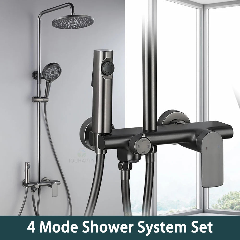 9 Inch Shower Head High Pressure Cold and Hot Rainfall Shower Head Set Large Panles Handheld Shower System Bathroom Accessories