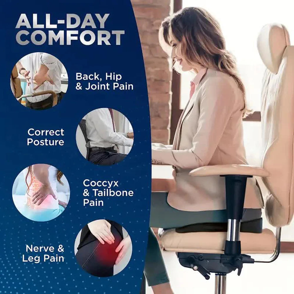 U-Shaped Memory Foam Seat Cushion, Orthopedic Pillow for Office Chair, Car, Travel, Hip & Back Support