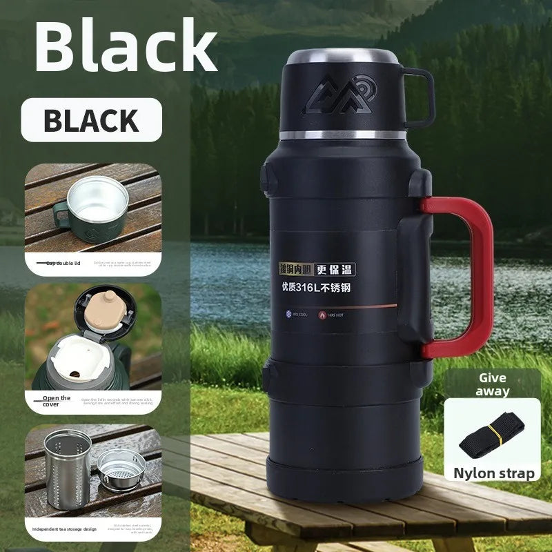 316 stainless steel vacuum insulated cup - travel hot water bottle - household portable vehicle-mounted sports water bottle