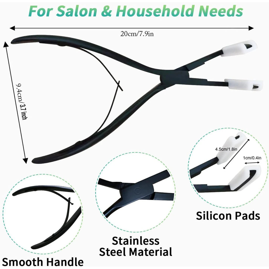 Tape in Hair Extensions Plier Black Stainless Steel Flat Surface Sealing Hair Extension Tools for Women Hair Extension Tools (Bl