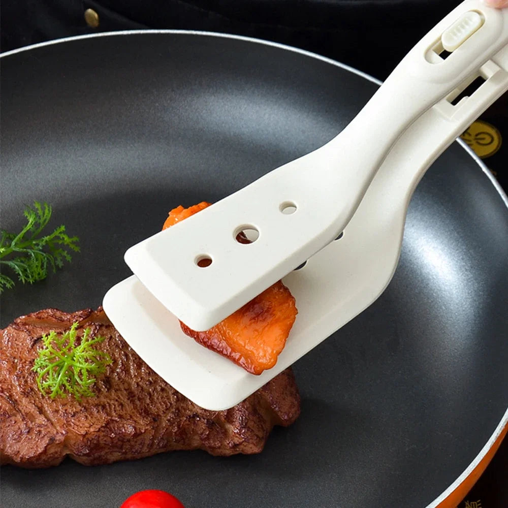 1Pc Egg Flipper Spatula 2 in 1 Grip and Flip Spatula Tongs Silicone Egg Flipper Tool Fish French Toast Tongs Non-Stick Cooking