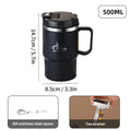450/500ml Double Wall Insulated Mug 304 Stainless Steel Coffee Cup With Strainer&Spoon Student Portable Drinking Cup Drinkware