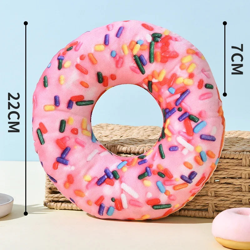 Plush Dog Toy Doughnut Pizza Shape Pet Squeaky Toys for Small Large Dogs Cleaning Teeth Puppy Chew Sound Toy Pet Supplies