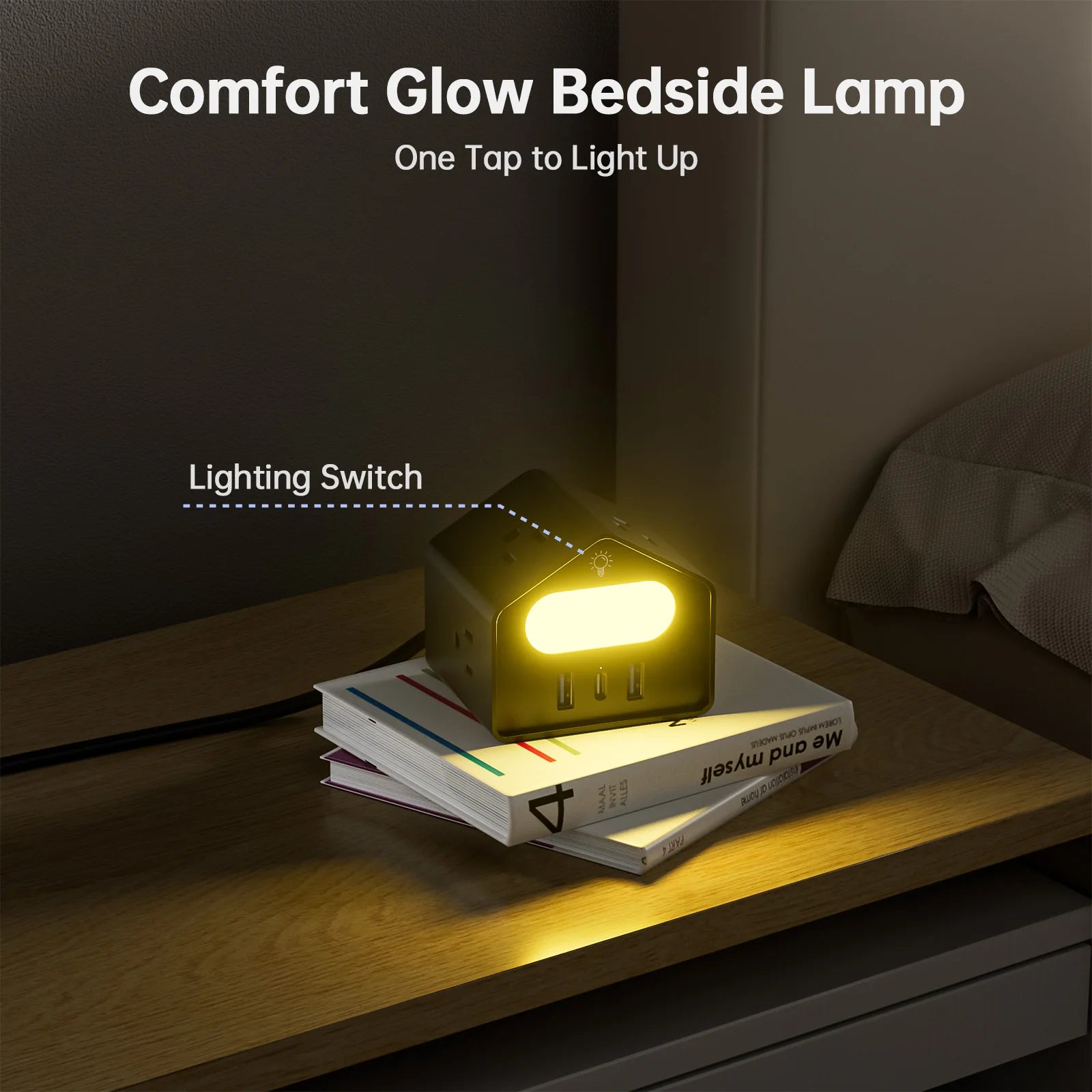US-standard mini socket with PD18W fast charging, new and creative socket design, 2-meter extension cord, suitable for office, h