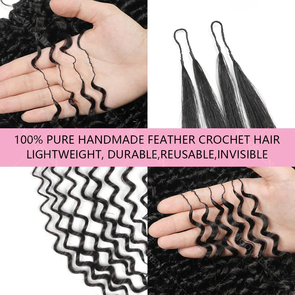 Small Spirals Curly Crochet Human Hair For Braiding Invisible Knot PreSeparated Knotless Feather Crochet Human Hair Extensions