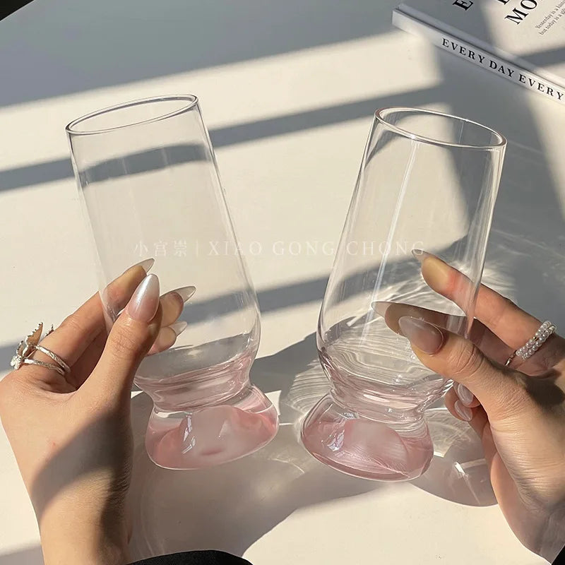 Ins Style Pink Mountain Thick-bottomed Mountain Cup High-looking Creative Glass Cup Coffee Cup Beer Cup Juice Cup
