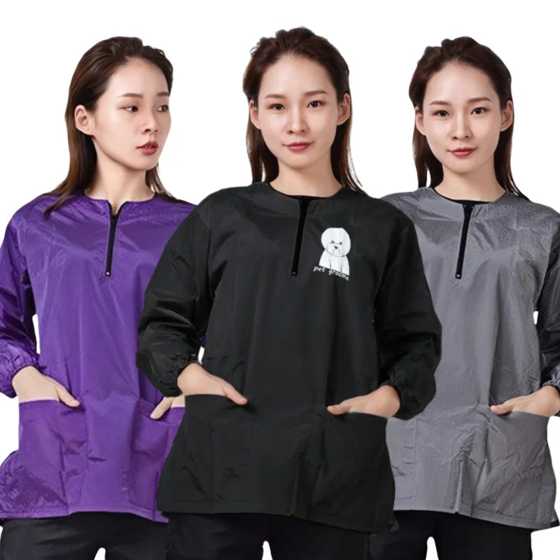Pet Groomer Uniforms Pet Dog Grooming Clothes Long Sleeve Waterproof Not Stained With Hair Smock Breathable Beauty Gown Y0826