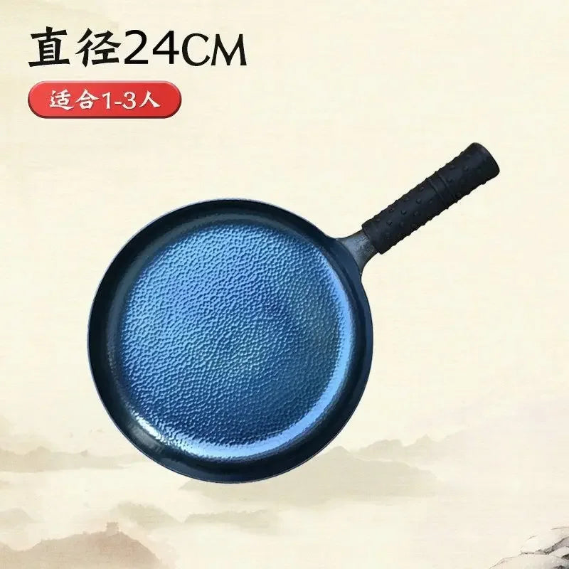 Authentic Zhangqiu Iron Pan Official Flagship Hand-Forged Flat-Bottom Non-Stick - Healthy Stir-Fry & Steam Cookware for Home