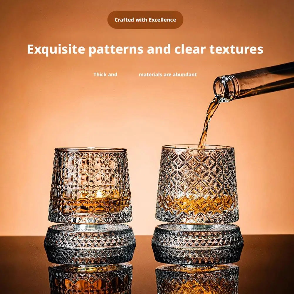 2pcs Exquisite Magnetic Glass Cup Rotating Cup Bar Whiskey Red Wine Various Patterns High-end Water Cup Kitchen Bar Counter
