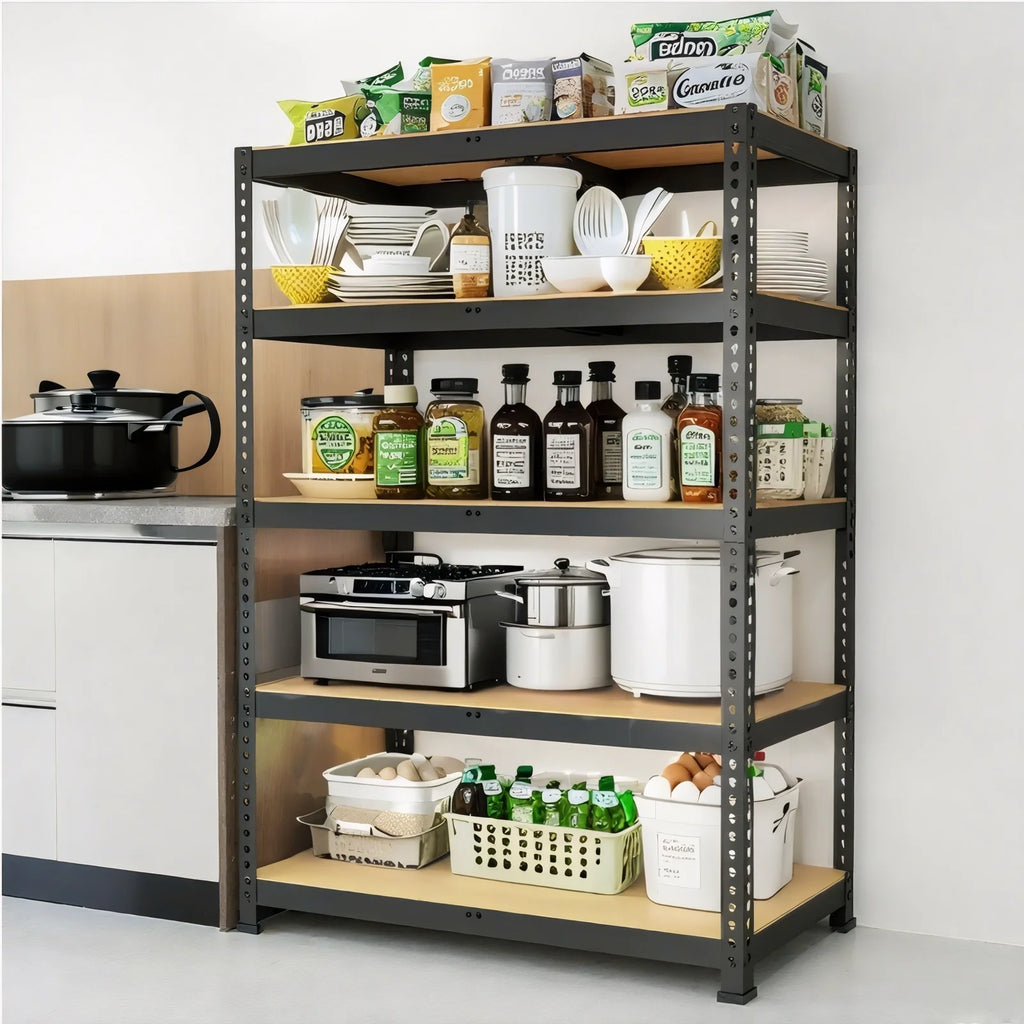 2pcs Heavy-Duty Metal Shelving Unit 5-Tier Adjustable Freestanding Garage Storage Rack, Pantry, Utility, Utility