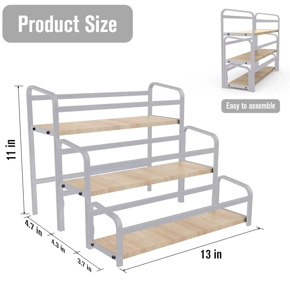 Spice Ra Organizer For Countertop , 3-Tier Spice Storage Holder With Magnetic Connetion For Kitchen , Durable Syrup Ra With