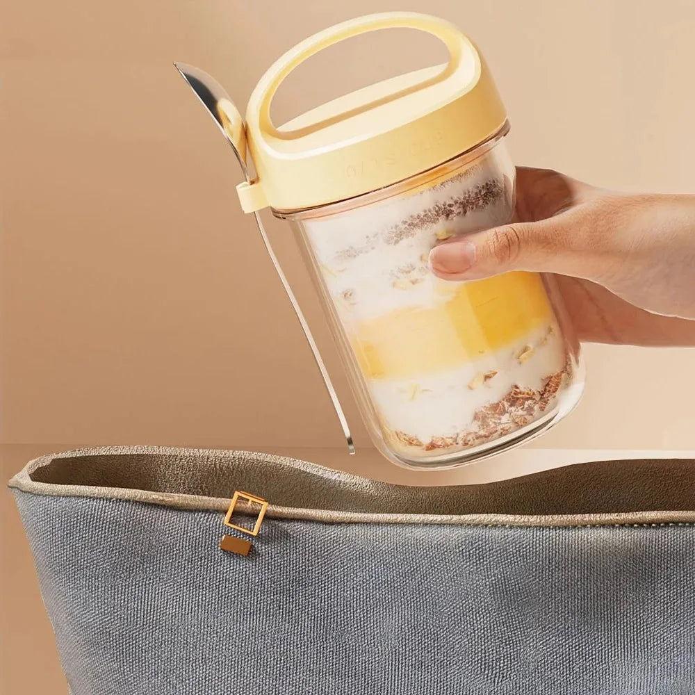 430ML Oat Cup Nut Yogurt Salad Cup Leakproof Glass Cup Oats Container With Lid Spoon Breakfast Cups Kitchen Item